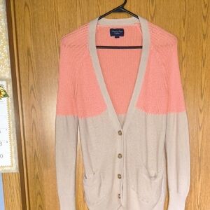 American Eagle Outfitters Pink and Tan Cardigan
